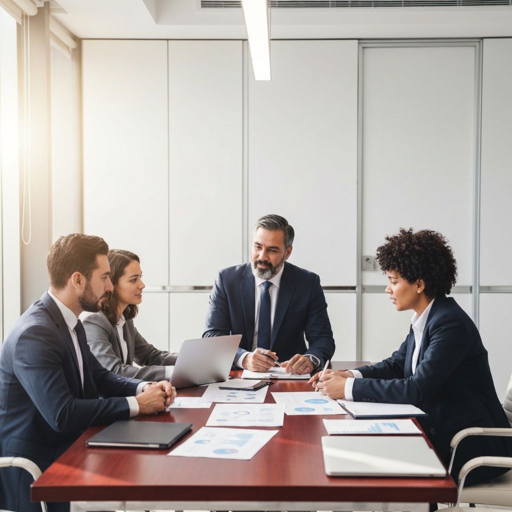 Equipo de profesionales financieros analizando proyectos inmobiliarios para cadenas de restaurantes